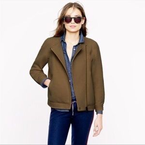 J. Crew double cloth green‎ wool moto jacket size 0